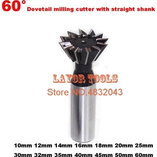 1PC HSS 6/8/10/12/14/16/18/20/25/30/32/35/40/45/50/60mm60degree Straight Shank Dovetail Cutter End Mill 10 Flutes Milling Cutter