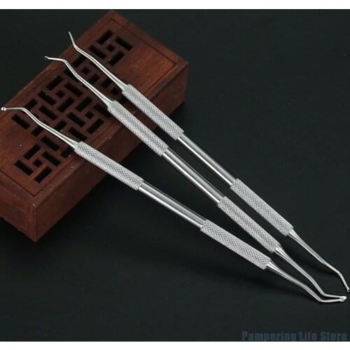 Hot Professional Pedicure Foot Nail Care Hook Double Ended Sided Ingrown Toe Nail Correction Lifter File Clean Installation Tool