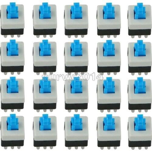 10Pcs/Lot 8X8mm Cap Self-locking Type Square Button Switch Blue 100000 Times Service Life