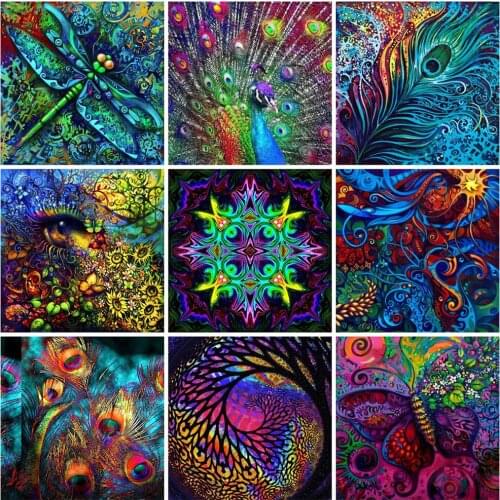 5D Diamond Painting Fantasy Wing Dragonfly Peacock Eyes Art Diamond Mosaic Diy Full Round Diamond Embroidery Cross Stitch Gift