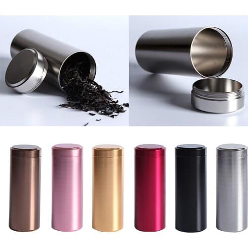 6 Colors Aluminum Alloy Loose Leaf Tea/ Coffee /Spice Tin Container Round Canister Sealed Pill Box