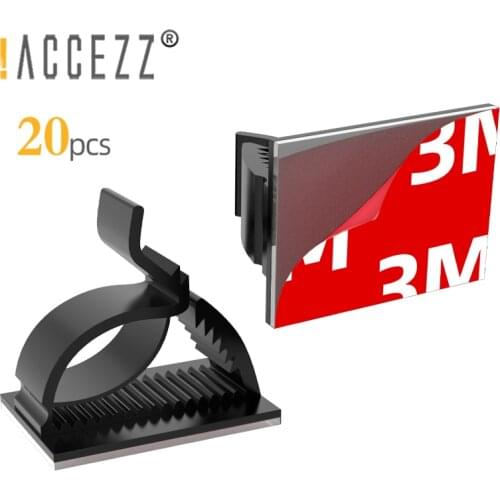!ACCEZZ 20pcs Cable Organizer Clips Self-adhesive Desktop Wire Management Winder Clamp Cable Holder For Mouse Keyboard Headphone
