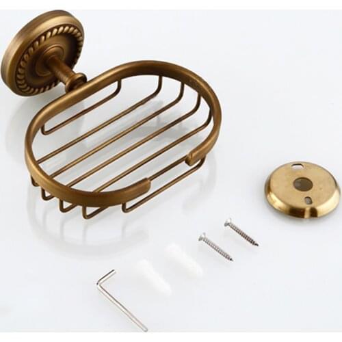 Bathroom Antique Soap Dishes Carved Tray Home Hotel Drain Shelf Vintage Wall-mounted Brass Soap Holder Rack Punch-free