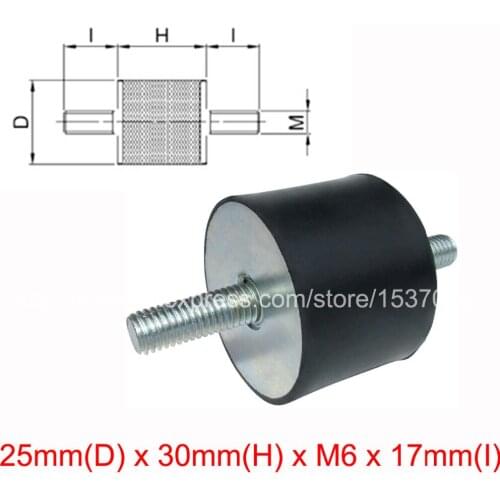 2PCS VV type engine anti-vibration rubber damper 25mm(D) x 30mm(H) x M6 thread x 17mm(I)