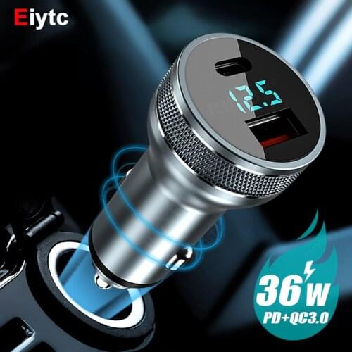 Eiytc 36W USB Type C Car Charger Quick Charge PD 4.0 Phone Charger For iPhone 13 12 11 Pro Fast Charging USB C Car Power Adapter