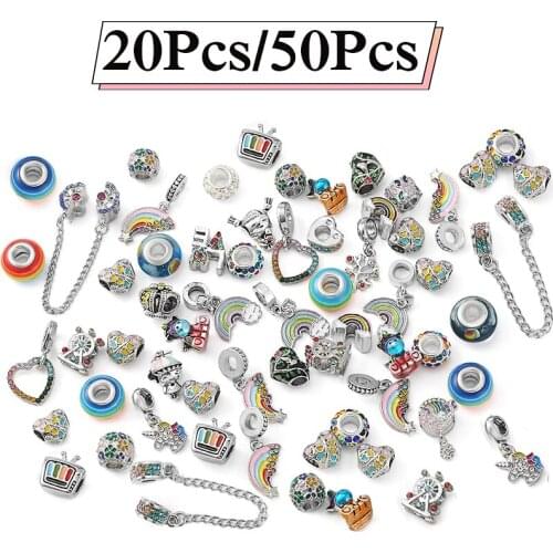 Mixed Random Delivery Rainbow Style Beads Charms Fit Original Bracelets Necklace For Women Kids DIY Jewelry Making High Quality