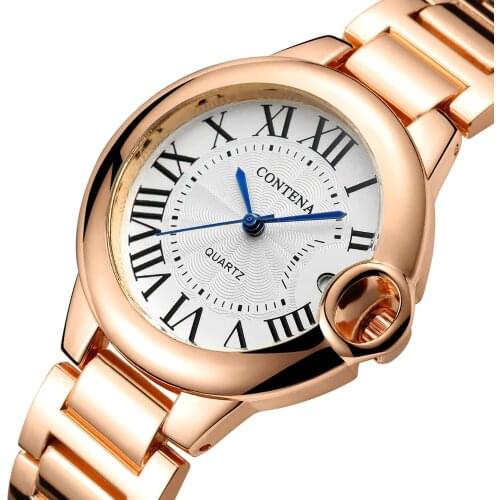 Contena Women Watch 2020 Luxury Stainless Steel Strap Watch for Women Quartz Women Watches Ladies Watch Women Clock Reloj Mujer