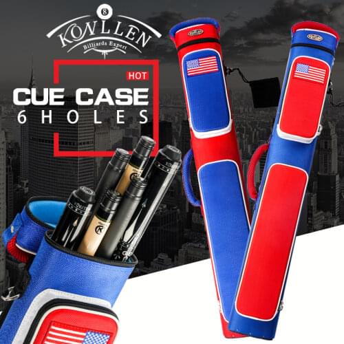 Konllen 6 Holes Billiard Case Handmade red blue Case 5.5*12.5*88cm Oval Embroidery Bag fashion Billiard Accessories