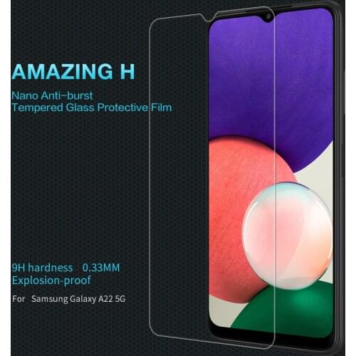 For Samsung Galaxy A22 5G Glass NILLKIN 0.33MM 9H Anti-Burst Tempered Glass for Samsung Galaxy A22 5G Screen Protector