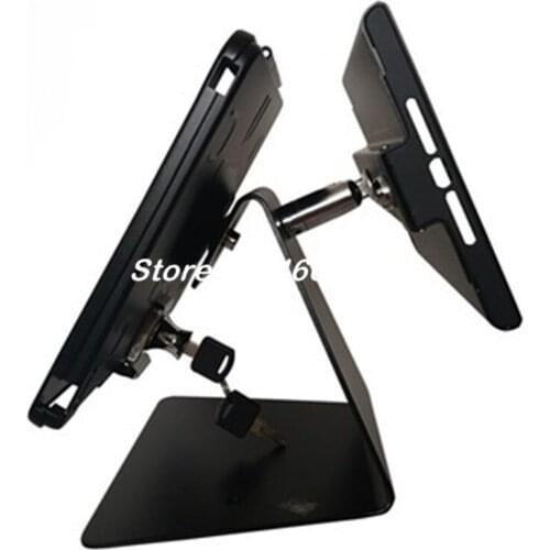 Customized dual head For iPad2 3 4 air mini Pro Anti-theft on table Stand Enclosure Security with Lock Kiosk Desktop display