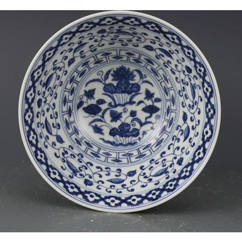 Antique MingDynasty porcelain bowl, Blue and white,Lotus pond,Hand-painted crafts,Collection&Adornment,Free shipping