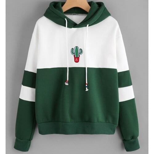 Toppick Cactus Fleece Long Sleeve Hoodies Women Sweatshirt Women Autumn Winter Tracksuit Harajuku Sweat Femme Sudadera Mujer