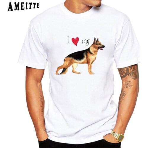 I Love my Clever Naughty German Shepherd Dog Print Funny T-Shirt Summer Fashion Men Short Sleeve White Tops Boy Casual Tees