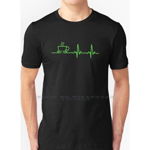 Morning Coffee Heartbeat Ekg T Shirt 100% Pure Cotton Cup Joe Ekg Drinking Witty Flatline Espresso Mom Brew Coffee Addict