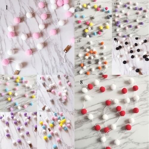 2M 30PCS Hanging Ball Balls String Home Decoration Wool Felt Ball Kids Baby Girl Room Wall Decor Ornament Fur Ball Garland Party