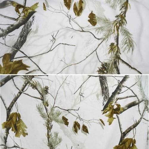 1.5M Width AP Snow Bionic Camouflage Fabric Polyester Cotton Elastic Tree Leaves Camo Cloth with Fleece Hoodie Jacket Material