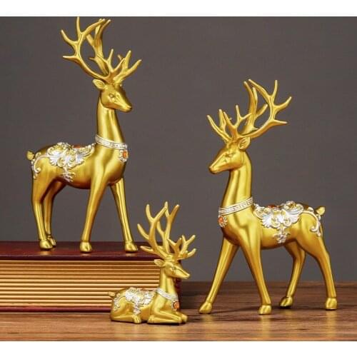 Chinese auspicious deer resin crafts elk suit ornaments home wine cabinet decoration opening housewarming gift