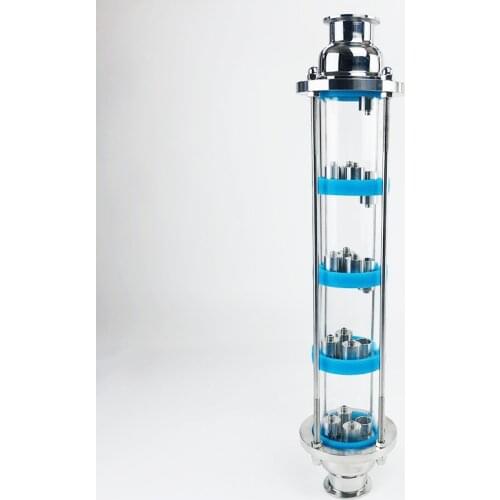 New Type 3" Distillation Lens Column With 5pcs Stainless Steel 304 Bubble Plate Sets,Tri-Clamp Sight Glass Union SS 304