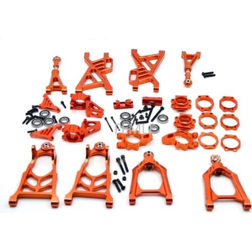 CNC Metal Suspension Arm Kit with Wheel Hub Carrier Set Fit for 1/5 HPI ROVAN ROFUN KM GTB TS BAJA 5B 5T 5SC