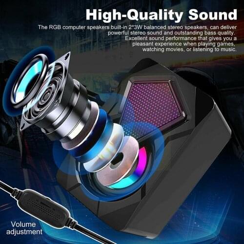 RGB LED Mini USB Powered Speaker 3.5mm Stereo Sound Computer Surround For PC Wired Laptop Loudspeaker USB Desktop O7X4