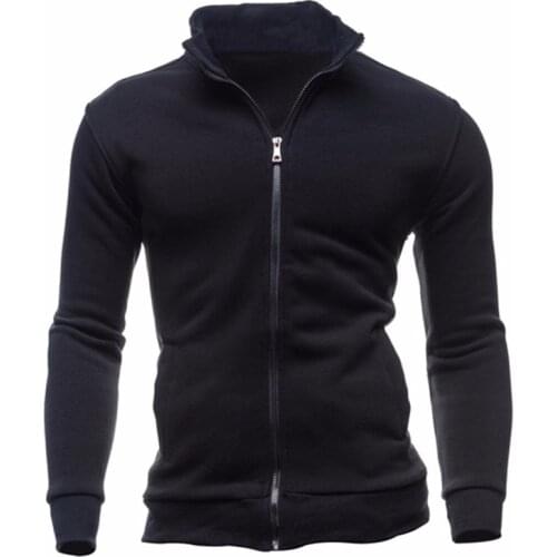 Covrlge Men Hoodies Jacket Fashion Fleece Stand Collar Zipper Sweatshirt Spring Solid Pocket Pullover Male Coat Tracksuit MWW150