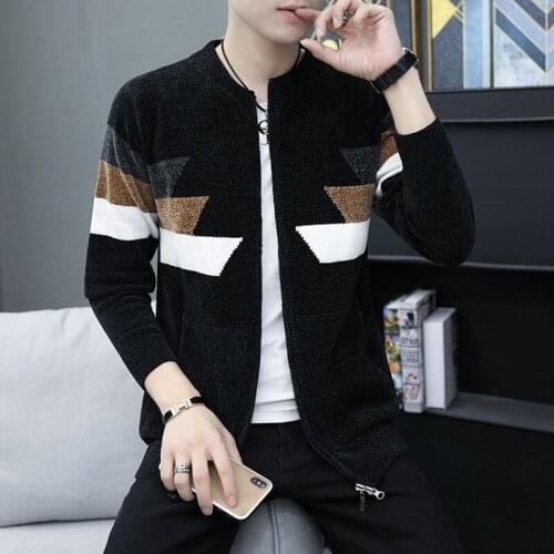 Khaki Black Winter Mens Sweaters O-Neck Cardigan Zipper Thick Casual Sweater Men Long Sleeve New Fashion