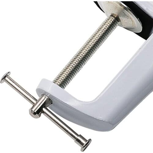 Set Of 2 Stainless Adjustable Arm Clamp Lamp Clip Swivel Lock Metal Stand
