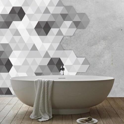 10pcs/set 3D Hexagon Geometric Bathroom Wall Stickers Tile Floor Sticker Waterproof Anti-Slip Art Decal Home Decor 20x23cm
