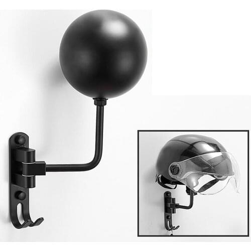 1x 180 Degree Rotation Wall Mounted Helmet Stand Space Aluminum Vintage Hat Holder Hook For Coats Motorcycle Hats Jacket Bags