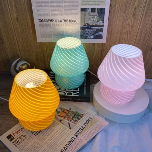 Large Stained Glass Mushroom Table Lamp Living Room Bedroom Bedside Table Lamp Nordic Modern 9.45 Inch E27