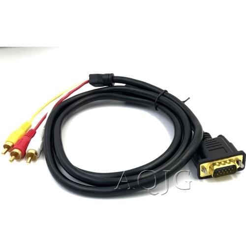 New Arrival VGA RCA Adapter 3RCA Video Female To HD 15 Pin VGA Converter Style Component Video cable 1.5M 5FT