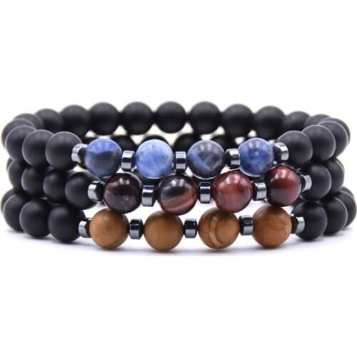 New Bracelet Men Women Simple 8mm Natural Stone Beaded Lace-up Bracelet Classic Charm Yoga Bracelet For Men Women Jewelry Gift
