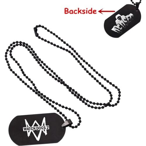 Wholesale 12pcs/lot Game Watch Dogs 2 Dedsec Stainless Steel Necklace High Quality Men Pendant Jewelry
