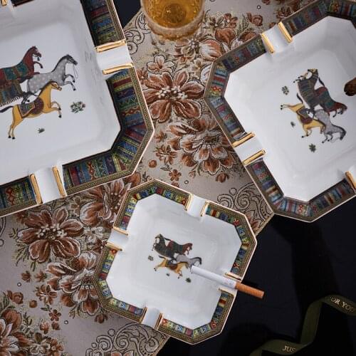 Cigar Ashtray Large Ceramic Living Room Creative Personality 4 Slot Ashtray Holder Tobacco Cigarette Smoking Accessories