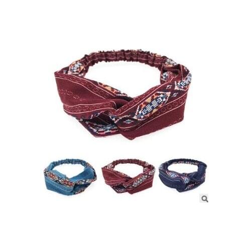 60pcs/lot DIY Simple Multi Fabrics Rhombus Cross Head Bands Elasticity Ethnic HeadBands Hair Styling Tools Accessory HA1281