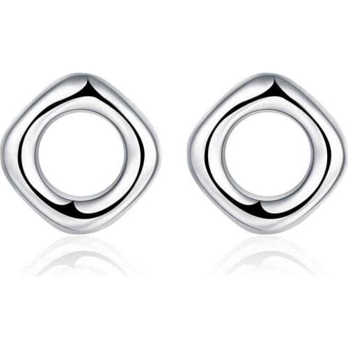 Simple Fashion Style Silver plated Tetragonal Lattice Earrings Jewellery mens 2016,Wholesale&Free shipping, SMTE016