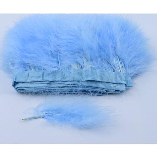 Fluffy 2yard Marabou Turkey Feather Trims (10-15cm) 4-6" Dyed feathers on Ribbon Wedding Dress Decoration Sewing plume Crafts