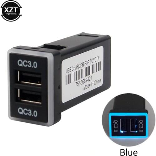 QC3.0 Quickcharge Car Charger Double USB for IPHONE Samsung Phone PDA DVR Adapter Plug & Play Cable For Toyota