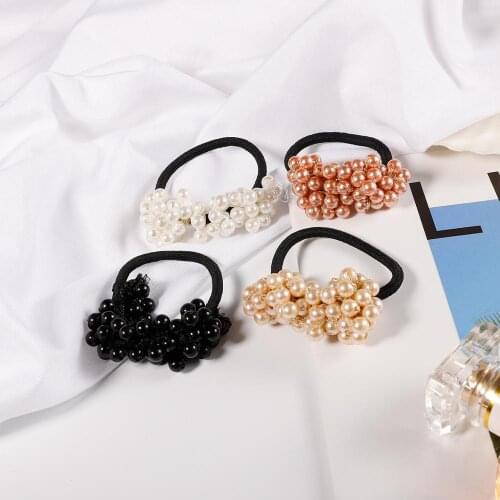 New Arrival 1Pcs Pearls Beads Headbands Ponytail Holder Girls Scrunchies Vintage Elastic Hair Bands Rubber Rope Headdress