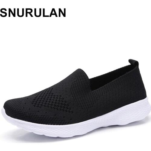SNURULANwomen sneakers breathable mesh flat shoes casual moccasins shoes women boat shoes black comfortable Ballet shoes summer