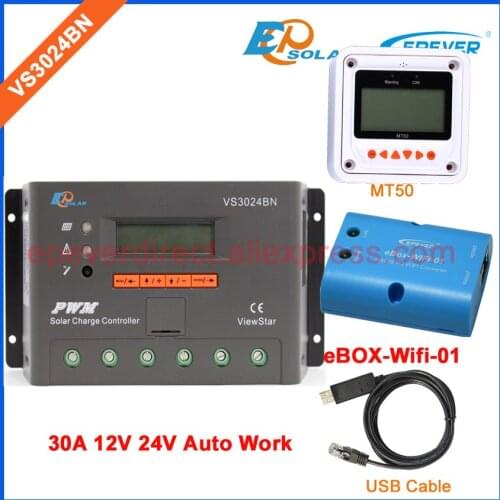 Solar charger 24V Battery 30A regulator VS3024BN 30Amps EPEVER EPsolar PWM ViewStar new update products Wifi and USB cable