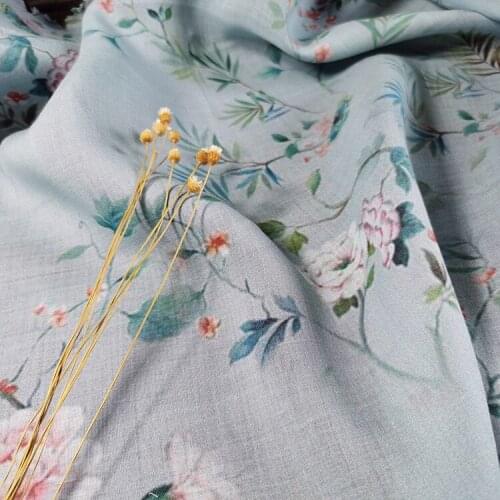 Natural pure ramie fabric digital printing tissu Top grade dress with cheongsam and robe fabrics