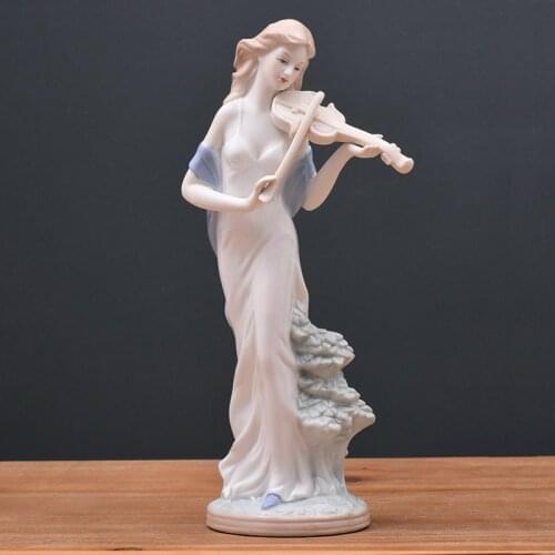 Wine Cabinet TV Cabinet Decorations Crafts Home Accessories Furnishings Modern Fashion Ceramic Sculpture Ornaments Violin Female