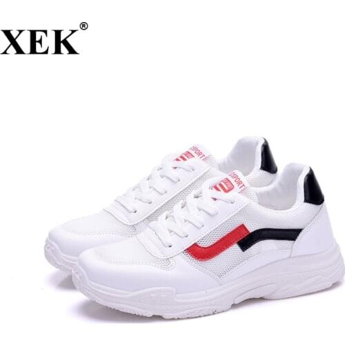 XEK 2018 Retro Air Mesh Women Shoes Summer Womens White High Platform Sneakers Women Femme Sneakers Krasovki Footwear JH260