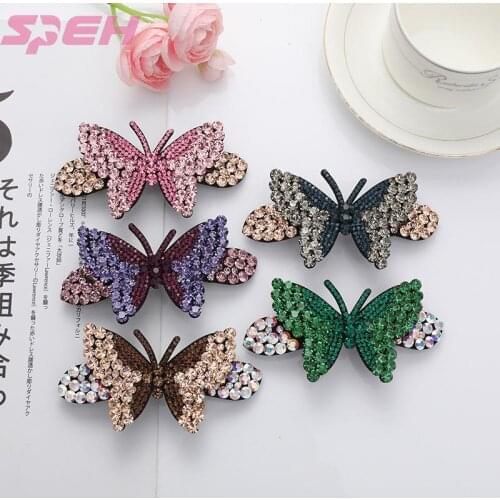 One word clip rhinestone hair clip butterfly top clip hair ornament inlaid hairpin