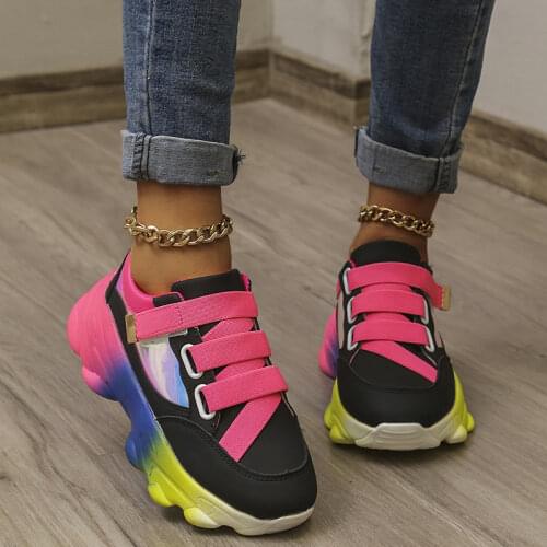 Womens Sneakers With Platform Korean Ladies Shoes Woman-shoes Tennis Female Thick Sole Large Fashion Casual Colorful Roses 2021