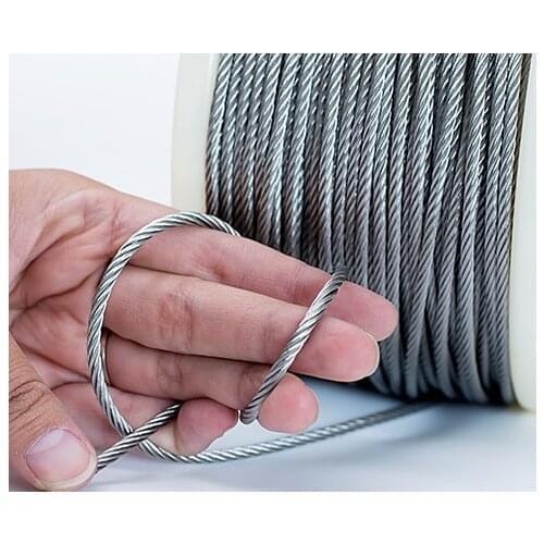 0.6--2MM 1KG, 62-690M,7X7 or 7X19 304 stainless steel wire rope softer fishing cable clothesline lifting lashing steel wire