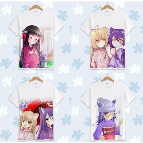 1pcs Anime Cartoon Konohana Kitan Yuzu Printed Short Sleeve T-shirt Daily Outdoor Costume Decor Women Girl Christmas Gift
