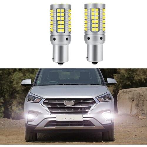 2Pcs For White Canbus Error Free For Hyundai Creta 2016 2017 2018 1156 P21W BA15S LED Bulb Driving Daytime Running DRL