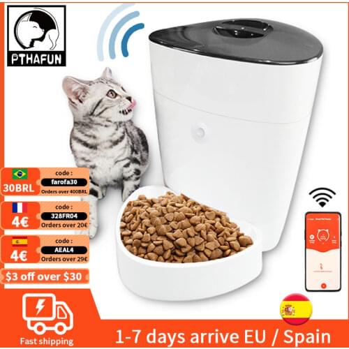4L Pet Automatic Feeder Wifi Remote Control Button Version Smart Dog Cat Dry Food Dispenser Bowl USB Battery timer Pets Feeder